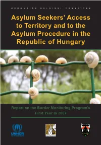 Asylum Seekers' Access to Territory and to the Asylum Procedure in The