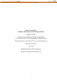 I Repetition and Mythos: Ratzinger's Bonaventure and the Meaning of History Matthew R. Boulter Submitted in Partial Fulfillme