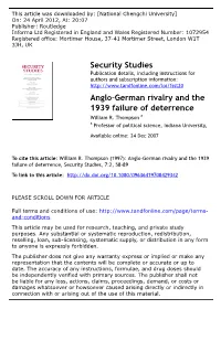 Anglo‐German Rivalry and the 1939 Failure of Deterrence William R