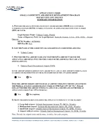 Application Under Small Community Air Service Development Program Docket Dot-Ost-2020-0231 Summary Information
