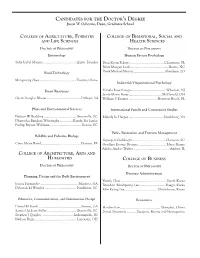 Graduation Program Have Completed an Enriched Program of Study Through the Calhoun Honors College