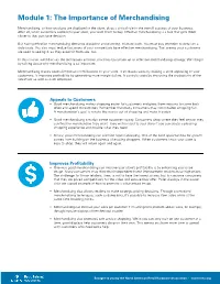 Module 1: the Importance of Merchandising