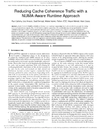 Reducing Cache Coherence Traffic with a NUMA-Aware Runtime Approach