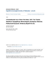A Knickerbocker Tour of New York State, 1822: "Our Travels, Statistical