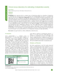Clinical Versus Laboratory for Estimating of Dehydration Severity
