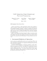 CLOS: Integrating Object-Oriented and Functional Programming