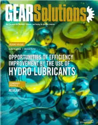 Opportunities of Efficiency Improvement by the Use of Hydro Lubricants