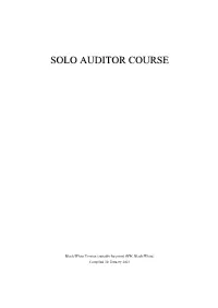SOLO AUDITOR COURSE II 30.01.21 A) Table of Contents, in Checksheet Order