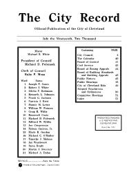 T H E C I T Y Re C O Rd O Fficial Publication of the City of Cleve L a N D