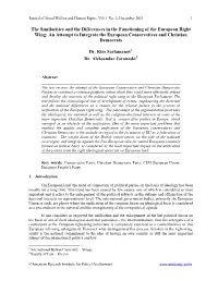 The Similarities and the Differences in the Functioning of the European Right Wing: an Attempt to Integrate the European Conservatives and Christian Democrats