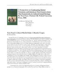 A Symposium on Confronting Global Terrorism and American Neo-Conservatism: the Framework of a Liberal Grand Strategy. by Tom