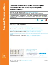 Concentric Transmon Qubit Featuring Fast Tunability and an Anisotropic Magnetic Dipole Moment