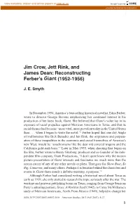 Jim Crow, Jett Rink, and James Dean: Reconstructing Ferber's Giant