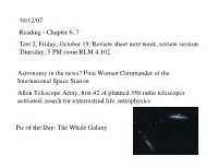 10/12/07 Reading - Chapter 6, 7 Test 2, Friday, October 19, Review Sheet Next Week, Review Session Thursday, 5 PM Room RLM 4.102