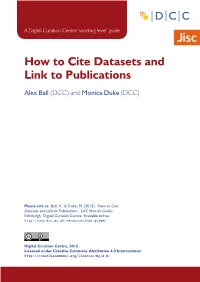 How to Cite Datasets and Link to Publications