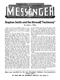 Stephen Smith and the Unread. Testimony" by Arthur L