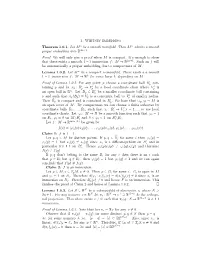 1. Whitney Embedding Theorem 1.0.1. Let M N Be a Smooth Manifold
