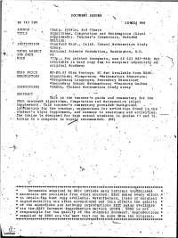 Algorithms, Computation and Mathewics (Algol -SE102?