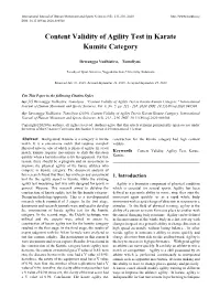 Content Validity of Agility Test in Karate Kumite Category