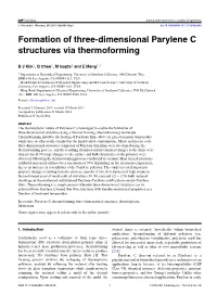 Formation of Three-Dimensional Parylene C Structures Via Thermoforming