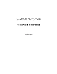 Maa-Nulth First Nations Agreement-In-Principle