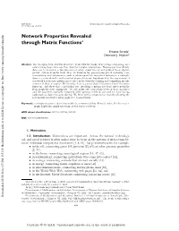 Network Properties Revealed Through Matrix Functions 697