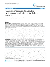 The Origins of Species Richness in the Hymenoptera: Insights from a Family-Level Supertree BMC Evolutionary Biology 2010, 10:109