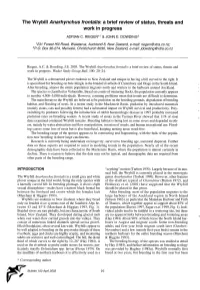 The Wrybill &lt;I&gt;Anarhynchus Frontalis&lt;/I&gt;: a Brief Review of Status, Threats and Work in Progress
