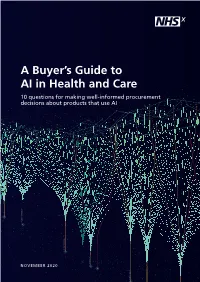 A Buyer's Guide to AI in Health and Care