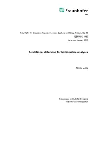 A Relational Database for Bibliometric Analysis