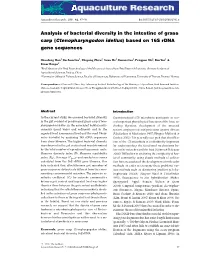 Analysis of Bacterial Diversity in the Intestine of Grass Carp (Ctenopharyngodon Idellus) Based on 16S Rdna Gene Sequences