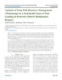 Analysis of Tuna Fish Resource Management (Thunnussp) on A