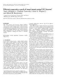 Efficient Cooperative Search of Smart Targets Using UAV Swarms