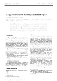 Energy Conversion and Efficiency in Turboshaft Engines