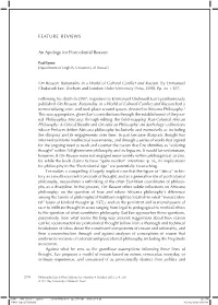 FEATURE Reviews an Apology for Postcolonial Reason