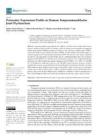 Proteomic Expression Profile in Human Temporomandibular Joint