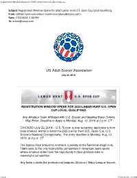 Registration Window Opens for 2020 Lamar Hunt U.S. Open Cup Local Qualifying