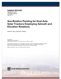 Sun-Relative Pointing for Dual-Axis Solar Trackers Employing Azimuth and Elevation Rotations