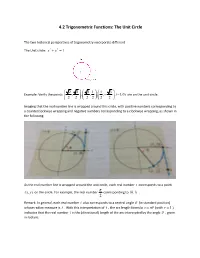 4.2 Trigonometric Functions: the Unit Circle