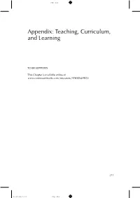 Appendix: Teaching Curriculum and Learning