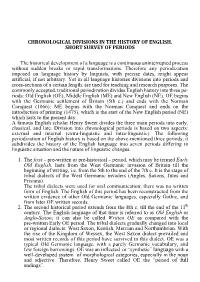 Chronological Divisions in the History of English