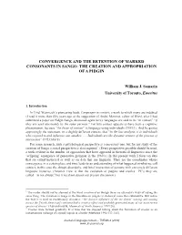 Convergence and the Retention of Marked Consonants in Sango: the Creation and Appropriation of a Pidgin
