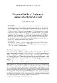 Does Multicultural Indonesia Include Its Ethnic Chinese? 257