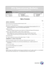 ITU Operational Bulletin