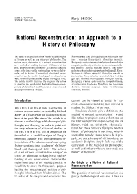 Rational Reconstruction: an Approach to a History of Philosophy