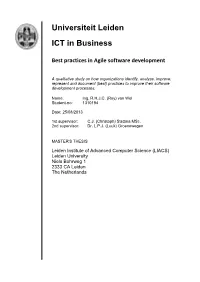Best Practices in Agile Software Development