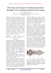 Detection and Analysis of Human Emotions Through Voice And