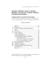 Paralytic Shellfish Toxins in Bivalve Molluscs: Occurrence, Transfer Kinetics, and Biotransformation