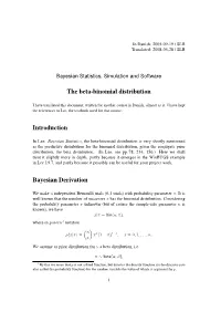 The Beta-Binomial Distribution Introduction Bayesian Derivation