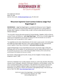 Wisconsin Supreme Court Justices Endorse Judge Paul Bugenhagen Jr